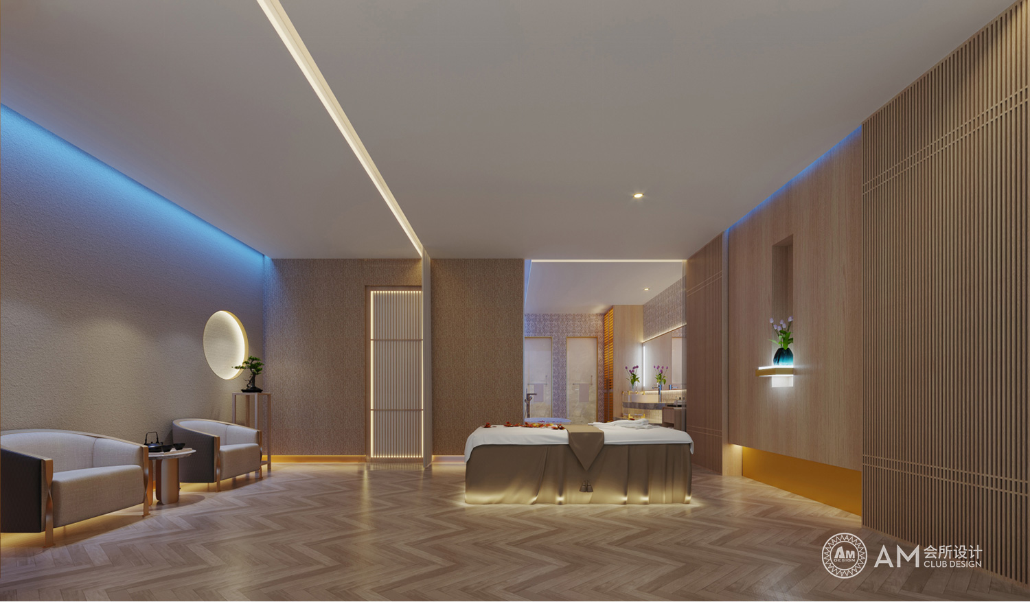 AM DESIGN | Design of spa room of spa club in Sijihuacheng