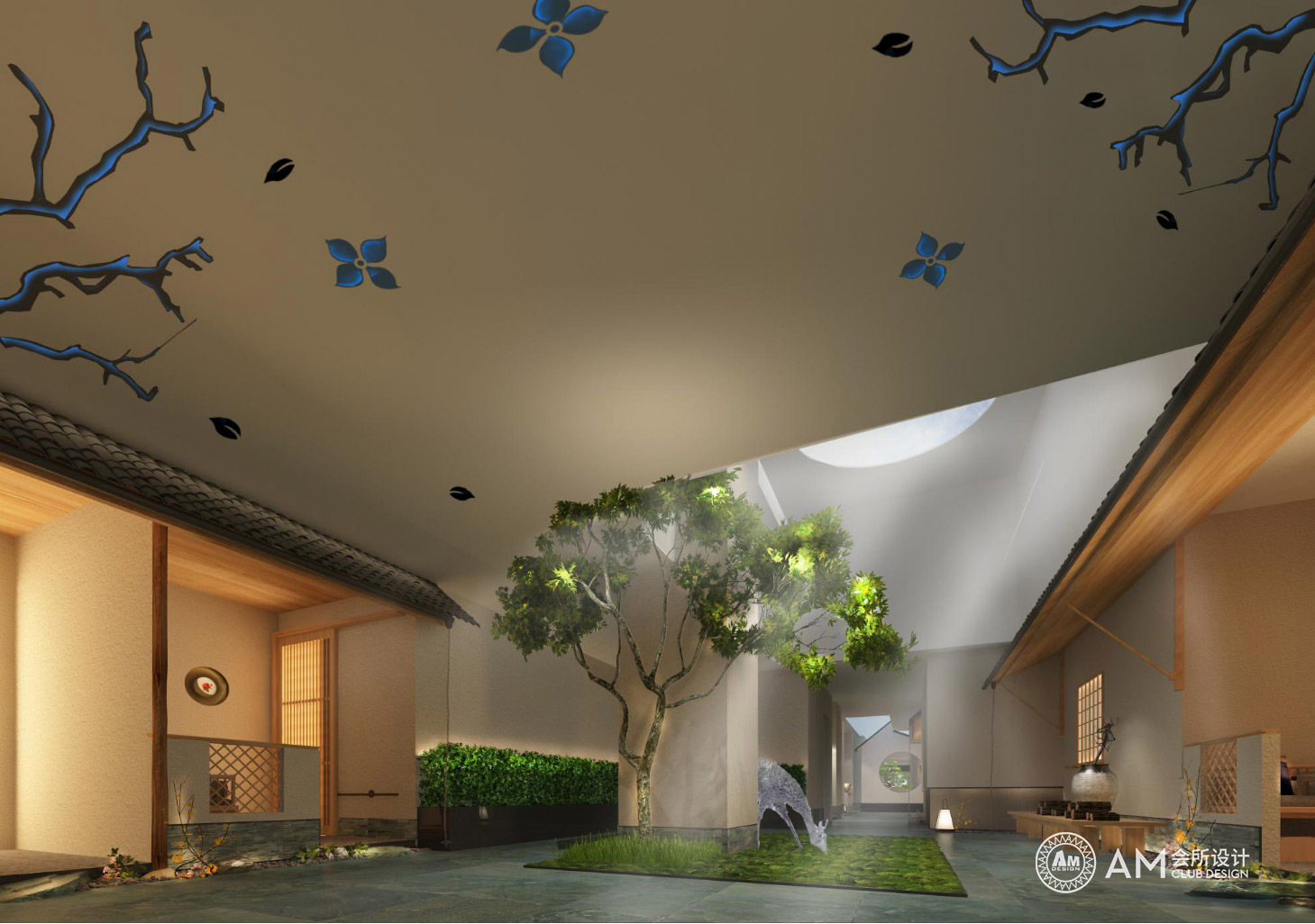 AM DESIGN | Atrium design of spa club in Sijihuacheng